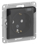 Schneider Electric | ATN441046 розетка c крышкой 2К+З карбон IP44 16А AtlasDesign AQUA Schneider Electric